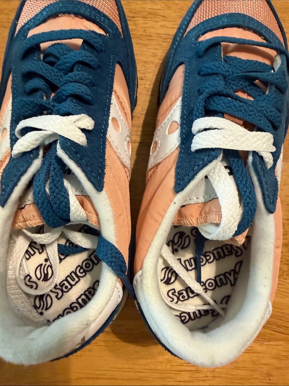 Saucony Peach and Teal Lace-Up Athletic Sneakers - Picture 6 of 10